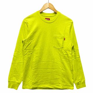 シュプリーム(Supreme)のSUPREME シュプリーム L/S Pocket Tee ポケット付 ロング Tシャツ イエローグリーン系 サイズS 正規品 / B5291(Tシャツ/カットソー(七分/長袖))