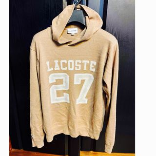 ラコステ(LACOSTE)の極美品ラコステLACOSTEパーカー長袖ニット薄手ベージュ3モデルmナンバリング(パーカー)