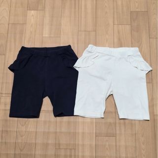 ユニクロ(UNIQLO)のユニクロ レギンス 五分丈 セット売り 90cm　白色紺色(パンツ/スパッツ)