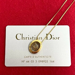 ほぼ未使用 レア Christian Dior ディオール ロゴ モチーフ 金具 チェーン ネックレス ペンダント ゴールド メンズ レディース 91672