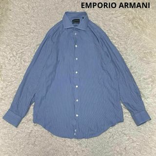 エンポリオアルマーニ(Emporio Armani)のEMPORIO ARMANI  イタリア製 ホリゾンタルカラー ストライプシャツ(シャツ)