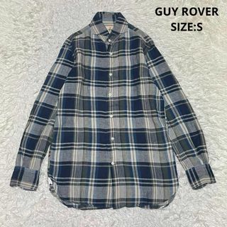 ギローバー(GUY ROVER)のGUY ROVER イタリア製 ホリゾンタルカラーリネンチェックシャツ ネイビー(シャツ)