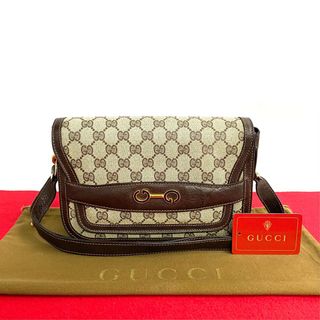 グッチ(Gucci)の極 美品 GUCCI グッチ オールドグッチ ヴィンテージ GG ロゴ 金具 レザー ショルダーバッグ ポシェット サコッシュ ブラウン 32877(ショルダーバッグ)