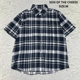 サノバチーズ(SON OF THE CHEESE)のSON OF THE CHEESE ブロックキューバシャツ サイズM ネイビー(シャツ)