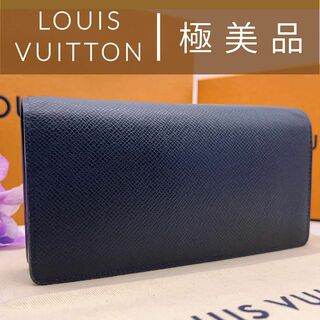 ルイヴィトン(LOUIS VUITTON)の極美品　タイガ　ポルトフォイユ　ブラザ　ネイビー　紺色　二つ折り　長財布(長財布)