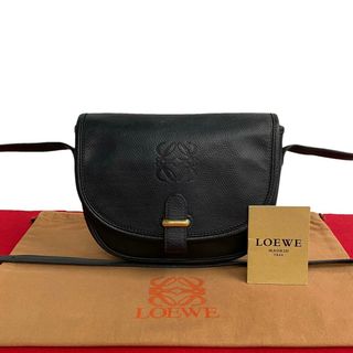 ロエベ(LOEWE)の極 美品 レア品 LOEWE ロエベ アナグラム ロゴ レザー 本革 ミニ ショルダーバッグ クロスボディバッグ ポシェット ネイビー 紺 47252(ショルダーバッグ)