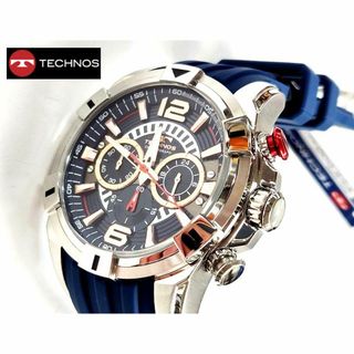 TECHNOS - 【新品】 TECHNOS テクノス ラバーベルトクロノグラフ 時計 ブルー