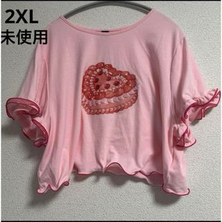 シーイン(SHEIN)のSHEIN シーイン ケーキ スイーツ プリント フリル Tシャツ 半袖(Tシャツ(半袖/袖なし))