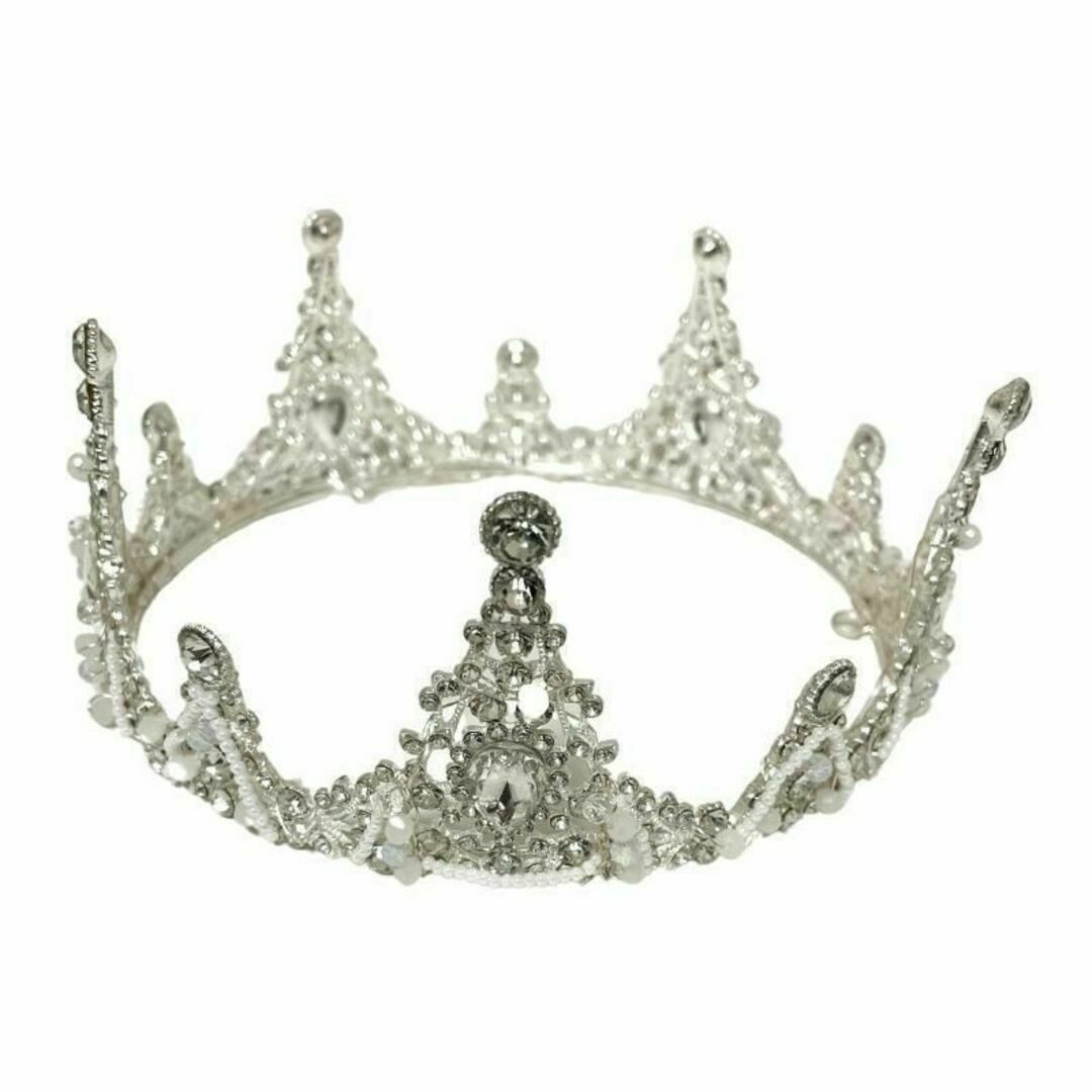 クラウン 王冠 ティアラ 髪飾り シルバー 結婚式 可愛い プリンセス コスプレ レディースのヘアアクセサリー(その他)の商品写真