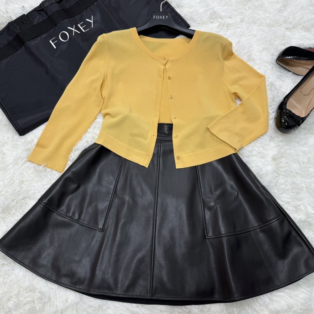 FOXEY NEW YORK COLLECTION】レザー オリンピアスカート ひざ丈 FOXEY NEW YORK COLLECTION】レザー オリンピアスカート ひざ丈