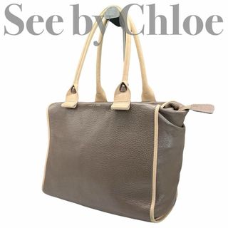 シーバイクロエ(SEE BY CHLOE)の【美品】シーバイクロエ トートバッグ レザー グレー アイボリー(トートバッグ)