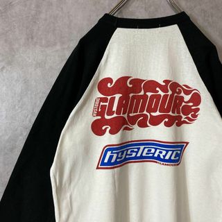 ヒステリックグラマー(HYSTERIC GLAMOUR)の【背面ビッグロゴ、ラグランT】HYSTERIC GLAMOURユニセックス白黒(Tシャツ/カットソー(七分/長袖))