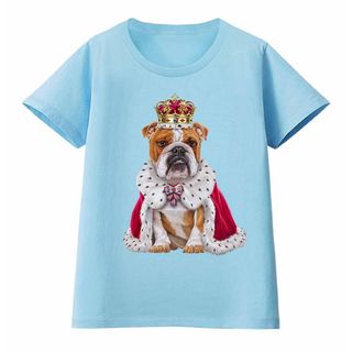 イングリッシュブルドッグ いぬ 犬 王様 キング 王子様 王冠 Tシャツ メンズ(Tシャツ(半袖/袖なし))