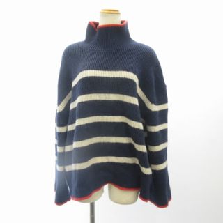 ザラ(ZARA)のザラ ZARA ハイネック セーター ニット ボーダー 紺 XL ■KK4(ニット/セーター)