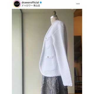 Drawer - ドゥロワー ウールツイルシルクジレ ロング ノーカラー Drawer - ドゥロワー ウールツイルシルクジレ ロング ノーカラー