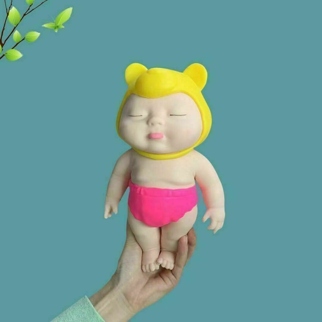 黄ピンク アグリーベイビーズ BIG 赤ちゃん 可愛い スクイーズ ベビー キッズ/ベビー/マタニティのおもちゃ(その他)の商品写真