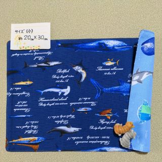 101:お魚図鑑風柄♪リバーシブルランチョンマット（小サイズ）♪ハンドメイド♪(その他)