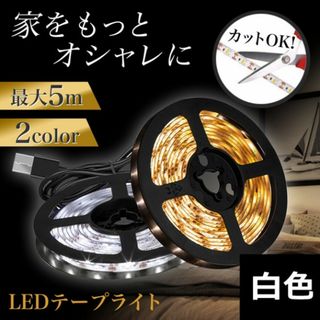 LED テープライト 5ｍ 照明 ライト USB 模様替え 白色305(その他)