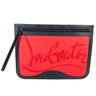 クリスチャンルブタン(Christian Louboutin)のクリスチャンルブタン Christian Louboutin ロゴ 3205116 カバン ポーチ スニーカーソール クラッチバッグ レザー ブラック 美品(セカンドバッグ/クラッチバッグ)