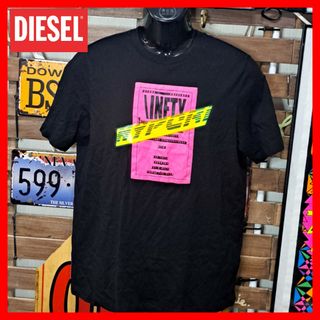 ディーゼル(DIESEL)のDIESEL ディーゼル　ネオンカラーパッチ　蛍光　半袖Tシャツ　Ｍ　ブラック(Tシャツ/カットソー(半袖/袖なし))