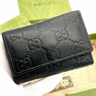 グッチ(Gucci)の⭐️美品⭐️GUCCI キーケース マーモント シマ GG柄 ブラック(キーケース)