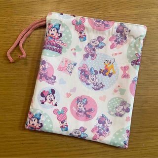 handmade ♡ コップ袋 ミニーのファンダーランド 巾着　ホワイト(ポーチ)