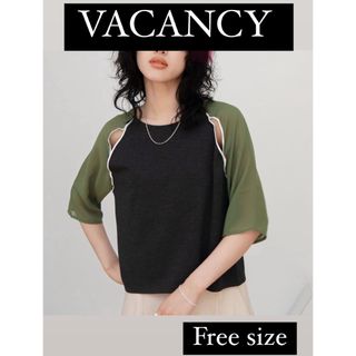 VACANCY 袖シアー切替スリットトップス(カットソー(長袖/七分))