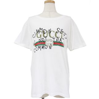 Gucci - GUCCI グッチ Coco Capitan Tシャツ ロゴ ホワイト 白 XS コットン クルーネック 半袖 トップス カットソー イタリア製 ブランド【レディース】【中古】