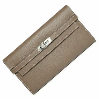 エルメス(Hermes)のエルメス ケリーウォレット ロング 二つ折り長財布 ヴォーエプソン レザー Etoupe エトゥープ エトープ シルバー金具 A刻印 箱付 HERMES（新品・未使用品）(財布)