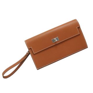 エルメス(Hermes)のエルメス ケリー ポケット ロング 二つ折り長財布 ヴォーマダム レザー ゴールド ブラウン 茶 シルバー金具 B刻印 箱付 HERMES（新品・未使用品）(財布)