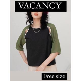 VACANCY 袖シアー切替スリットトップス(Tシャツ(長袖/七分))