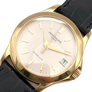 パテックフィリップ(PATEK PHILIPPE)の　パテック・フィリップ PATEK PHILIPPE カラトラバティファニーWネーム 5107J-001 K18イエローゴールド K18YG/レザー 自動巻き メンズ 腕時計(その他)