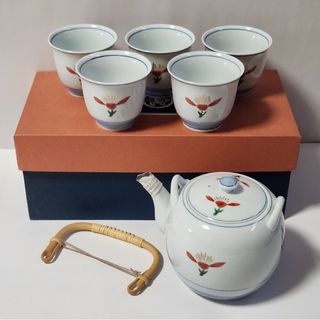 タチキチ(たち吉)のたち吉　紅小花　茶器　急須　湯呑 5客セット　ゆのみ　きゅうす　橘吉(食器)