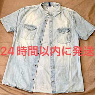 エイチアンドエム(H&M)のH&M デニムシャツ M 半袖 インディゴ ブルー 青 デニムウエスタンシャツ(シャツ)