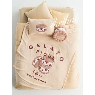 ジェラートピケ(gelato pique)のジェラートピケ♡バターサンドクッキー柄♡マルチカバー＆枕カバー♡スイーツモチーフ(シーツ/カバー)