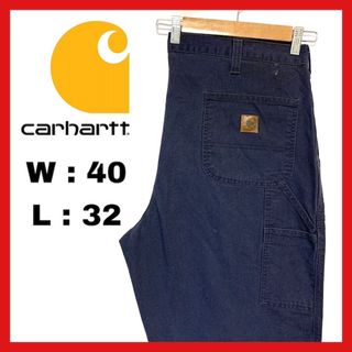 カーハート(carhartt)の90s 古着 カーハート ワークパンツ ペインターパンツ 革ロゴ 40×32 (ワークパンツ/カーゴパンツ)