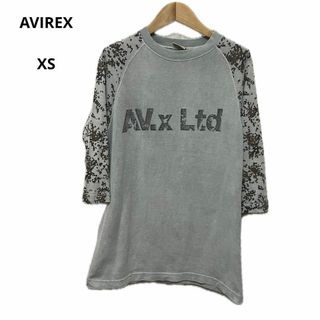 アヴィレックス(AVIREX)の美品 AVIREX アヴィレックス ストレッチTシャツ グレー XS おしゃれ(Tシャツ(長袖/七分))