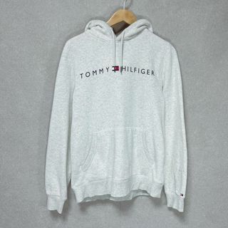 トミーヒルフィガー(TOMMY HILFIGER)のトミーヒルフィガー パーカー フーディー ロゴプリント 裏起毛 グレー S(パーカー)