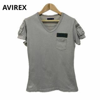 アヴィレックス(AVIREX)の美品 AVIREX アヴィレックス  Tシャツ 半袖 グレー おしゃれ(Tシャツ(半袖/袖なし))