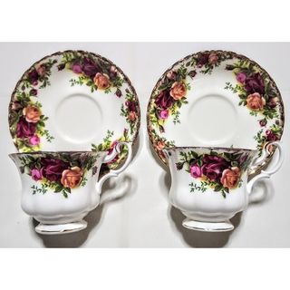 ロイヤルアルバート(ROYAL ALBERT)の大人気ブランド食器廃盤品(ロイヤルアルバート オールドカントリーローズ)2客格安(グラス/カップ)