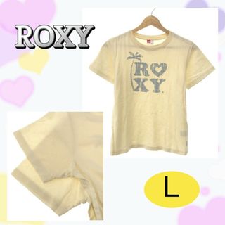 Roxy - ロキシー トップス Tシャツ Uネック ロゴプリント ホワイト 大きいサイズL