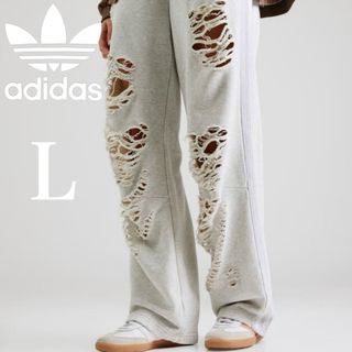 アディダスオリジナルス(adidas Originals)の新品L⭐️adidas ジョガー/スウェットパンツ ダメージ加工 ライトグレー×白(カジュアルパンツ)