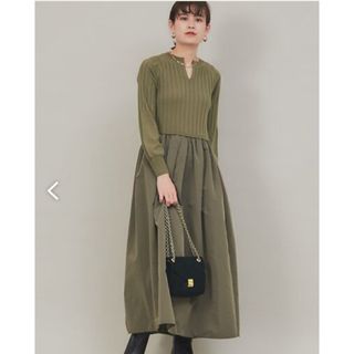 ルージュヴィフ(Rouge vif)の完売品Rouge vif ルージュヴィフ ラクレ  ファブリックコンビワンピース(ロングワンピース/マキシワンピース)