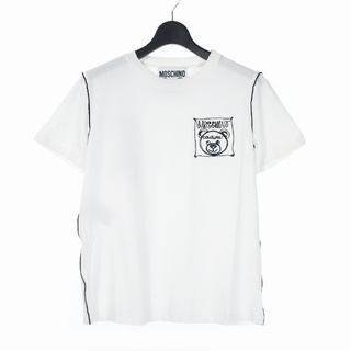 モスキーノ(MOSCHINO)のモスキーノ  20SS ロゴ刺繍 Tシャツ カットソー 半袖 38 ホワイト(Tシャツ(半袖/袖なし))