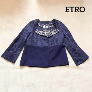 エトロ(ETRO)のエトロ　ブラウス　ブルー系　38（S相当）　花柄(シャツ/ブラウス(長袖/七分))