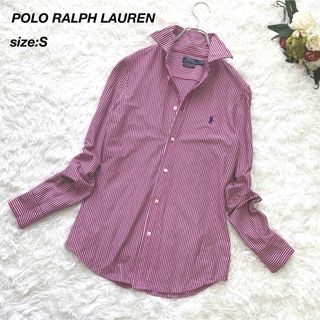 ポロラルフローレン(POLO RALPH LAUREN)の【美品✨】ポロラルフローレン ポニー刺繍 ニットドレスシャツ ストライプ S(シャツ/ブラウス(長袖/七分))