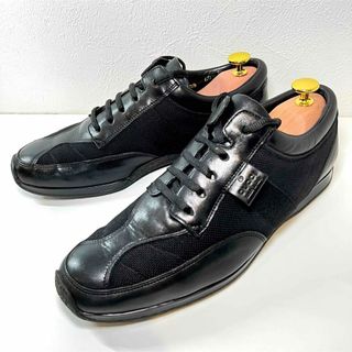 Gucci - グッチ GUCCI キャンバス×レザースニーカー 25.5 ブラック 黒 美品