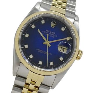 ロレックス(ROLEX)のロレックス ROLEX デイトジャスト 16233G X番 時計 メンズ ブランド 10P ダイヤモンド ブルーグラデーション 自動巻き AT ステンレス SS ゴールド YG コンビ 磨き済み 【中古】(腕時計(アナログ))