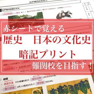 歴史　日本の文化史 暗記プリント　★中学受験・高校受験(語学/参考書)