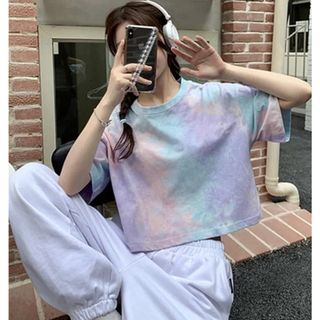 L　 Tシャツ　ゆったり　カジュアル　パープル　着回し　半袖　韓国　ダンス(Tシャツ(半袖/袖なし))